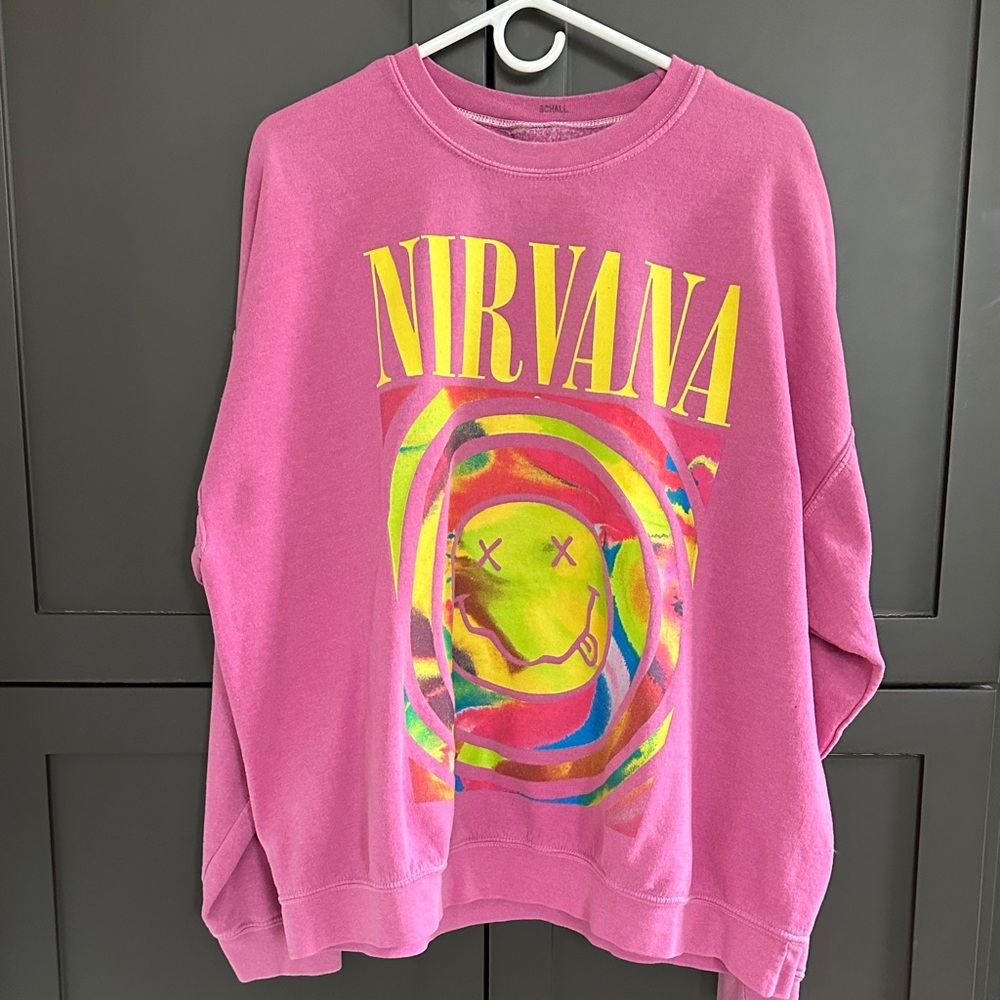 Urban Outfitters Pink Nirvana Graphic Sweatshirt